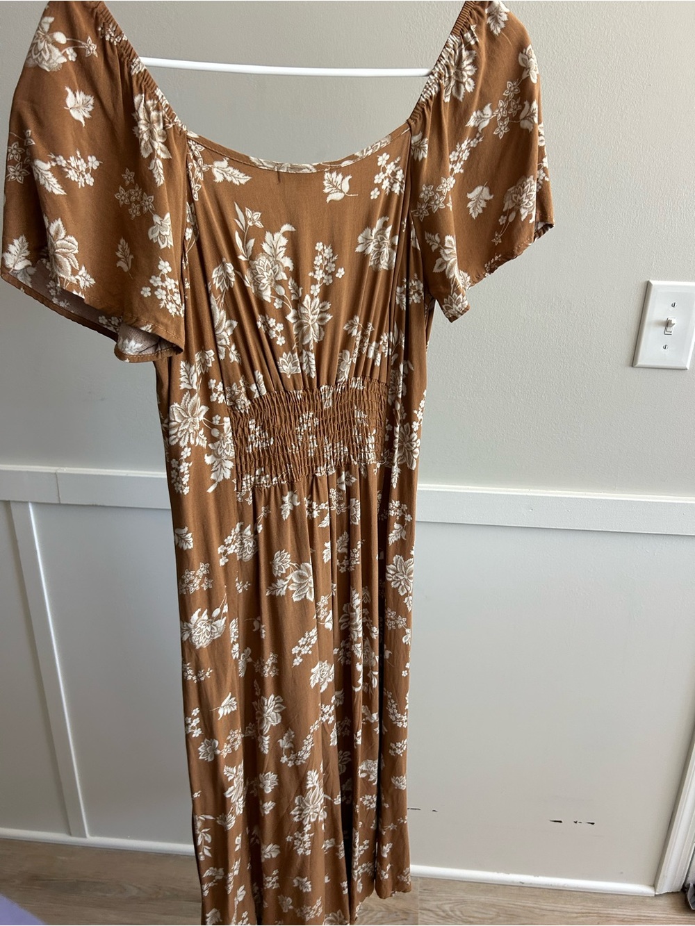 Shop Stevie Brown and White Floral Button-Front Maxi Dress - Picture 3 of 5